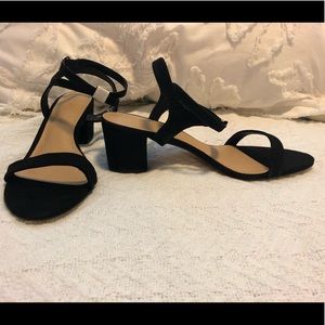 Loft black block heel sandals with ankle straps